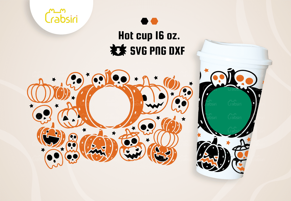 Skull-Pumpkin-hot-cup-svg