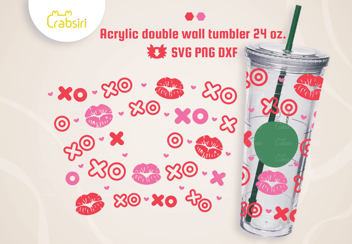 Xoxo-Kisses-Acrylic-tumbler-24oz