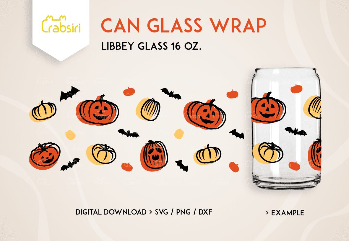 16oz-Can-Glass-Pumpkin-And-Bat-svg